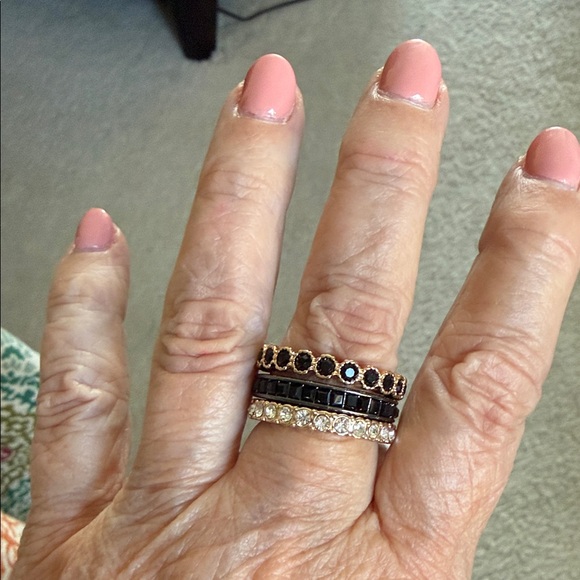 Park Lane Ember Ring Black and Gold Bracelet Trio Size 8 - Picture 2 of 5